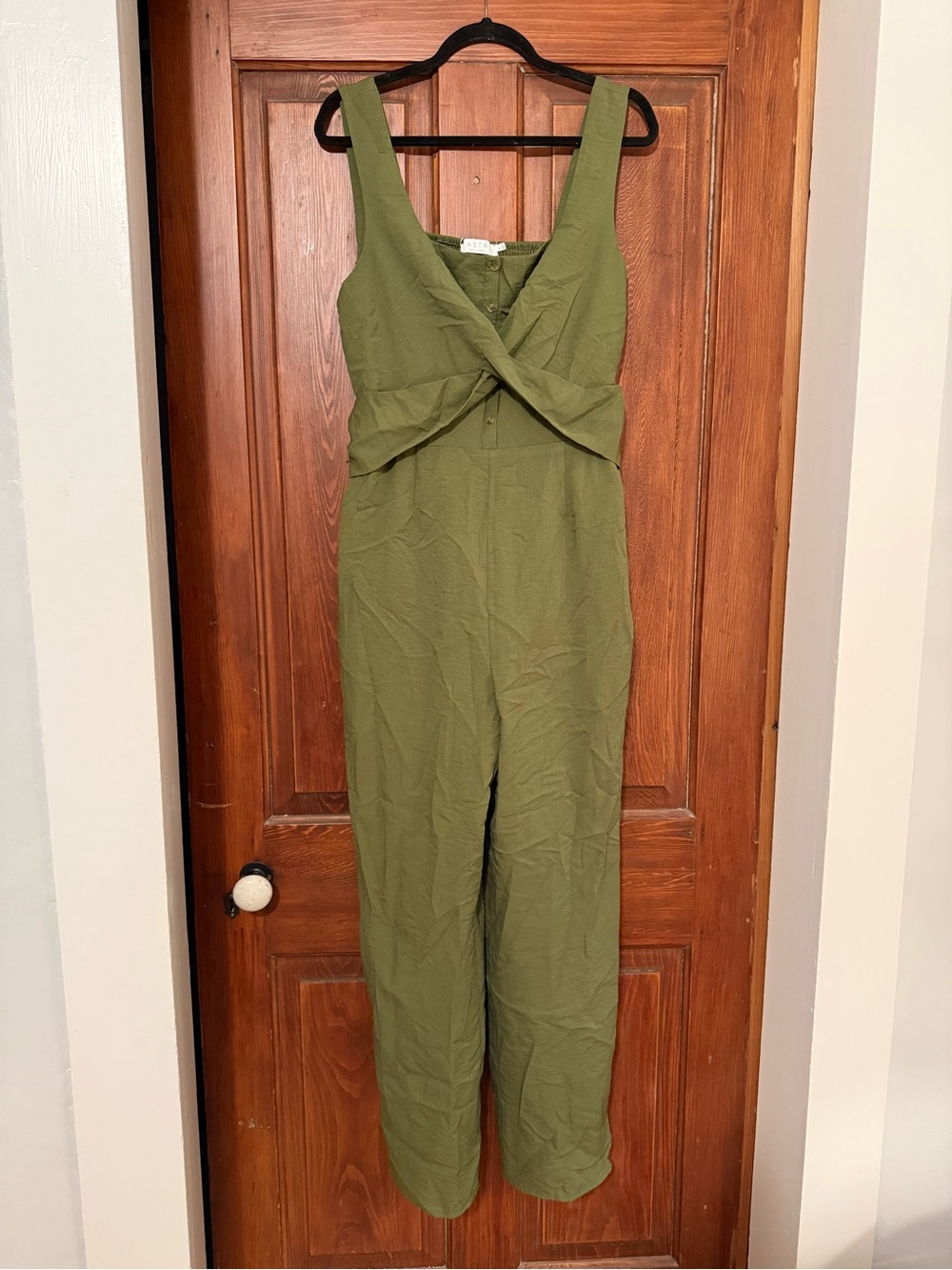 Astr Cross Front Linen Jumpsuit